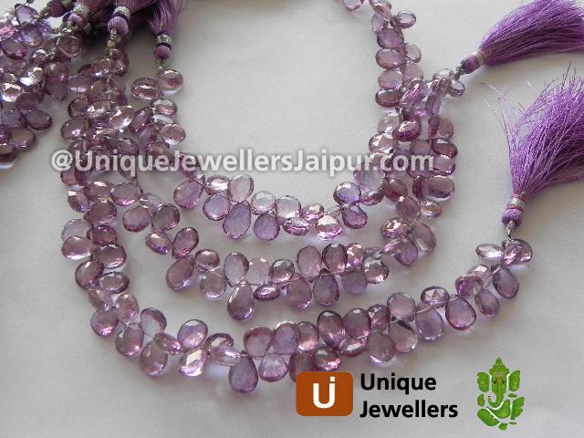 Pinkish Purple Quartz Faceted Pear Beads